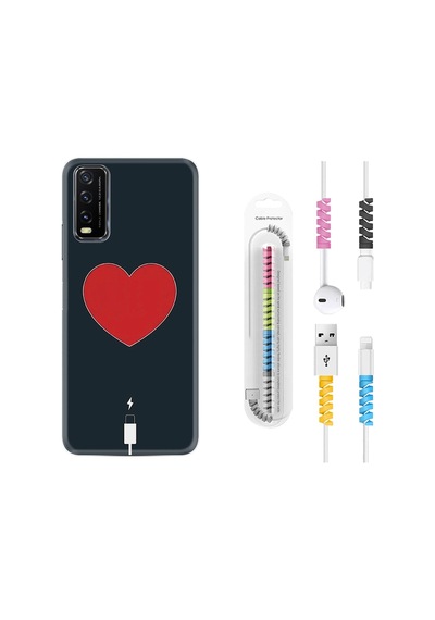 Vivo Y11S Kılıf Kablo Koruyuculu Mavi Mermer 1297