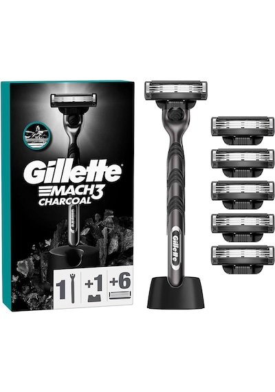 Gillette Mach 3 Charcoal Tıraş Makinesi + 6 Up Yedek Tıraş Bıçağı