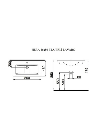 Idevit Hera 80 CM Dolap Uyumlu Yarım Lavabo