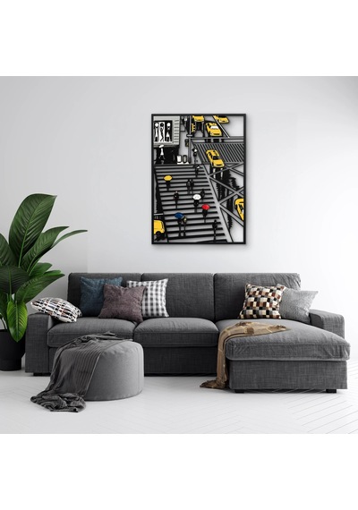Yağmurlu Şehirde Yaya Geçidi - Metal Tablo - Dec0374 58 X 80 Cm Çok Renkli