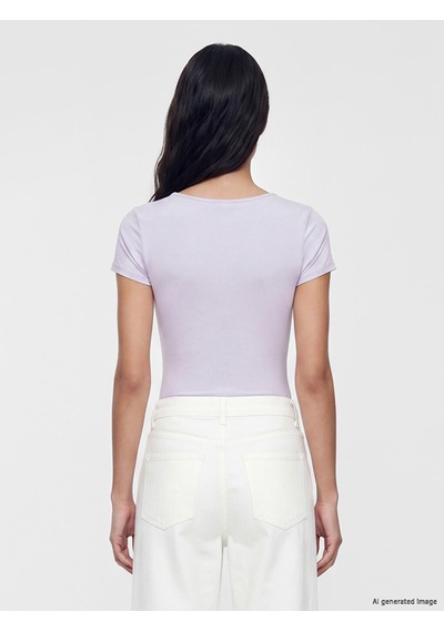Lcw Vision Lila U Yaka Kadın Çıtçıtlı Body
