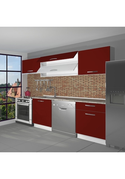 Decoraktiv Elite 220 Mdf Hazır Mutfak Dolabı - Tezgah Dahil - Bordo