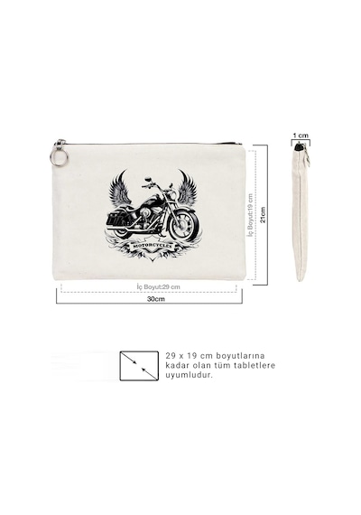 Tattoo Tablet/portföy Çanta - Astarlı 30x21 Cm Beyaz - No.05 Beyaz