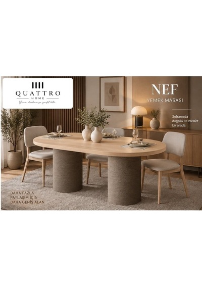 Nef Yemek Masası Oval Meşe