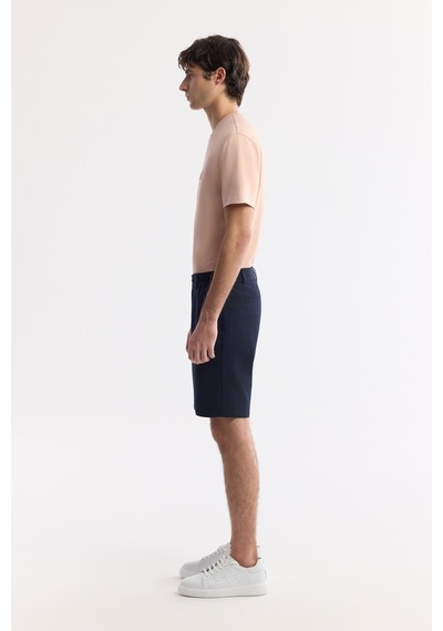 Avva Erkek Lacivert Yanı Lastikli Gofreli Bi-stretch Slim Fit Chino Şort A51y3730
