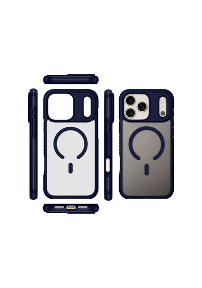 Buff Apple iPhone Uyumlu 17 Pro Max Magsafe Air Bumper Kılıf Dark Blue Koyu Mavi