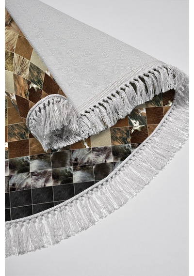 Eko Trend Djt 2 Li Yıkanabilir Kaymaz Taban Oval Banyo Paspas Klozet Takımı 759 Patchwork Siyah