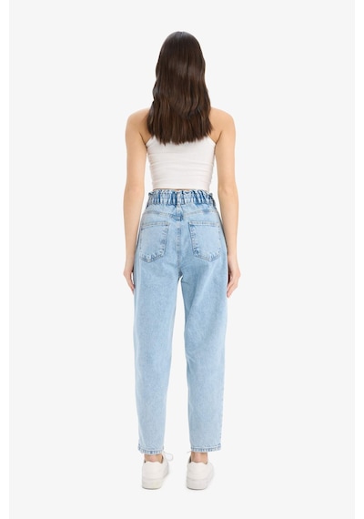 DeFacto Paperbag Beli Lastikli Bilek Boy Jean Yıkamalı Pantolon E3184AX25SPNM85