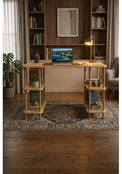 Kitaplıklı Bilgisayar Masası Raflı Geniş Çalışma Masası Modern Dekoratif Ofis Mobilyası Safirmeşe Kitaplıklı Bilgisayar Masası Raflı Geniş Çalışma Masası Modern Dekoratif Ofis Mobilyası Safirmeşe