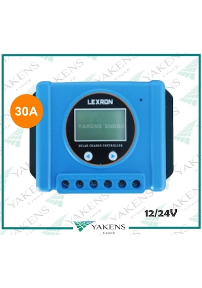 Lexron 30 Amper 12/24V Solar Pwm Şarj Kontrol Cihazı 30A 12/24 Volt Regülatör