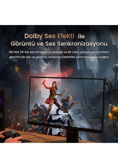Veggieg Type-c To Dp Kablo 8k 60hz 4k 240hz Hdr Arc 48gbps Örgülü Çift Yönlü Görüntü Kablosu 1 Metre
