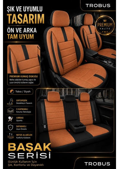 Opel Zafira 5 7 Kişi Oto Koltuk Kılıfı 2003-2011 Taba Başak Serisi Tay Tüyü Tam Set Taba