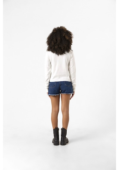 Sarı Kırmızı Parmak İzi Ekru Ekstra Uzunkol Sweatshirt Ekru