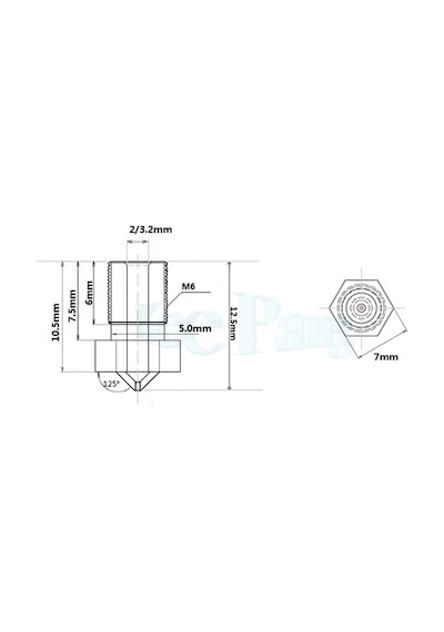 3D Printer / Yazıcı Extruder V5 V6 Nozzle M6 Diş - 0.5Mm (3.00) X