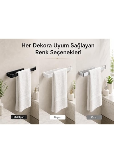 Lamalı Siyah Yapışkanlı Lüks Tasarım Solo Peçetelik, Metal Havluluk, Hem Yapışkanlı Hem Vidalı Montajlı, Ban Genel