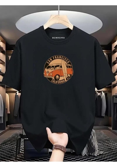Woswos Baskılı Oversize Tişört SIYAH