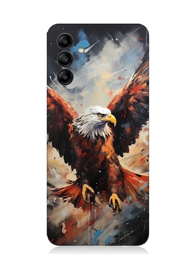 Samsung Galaxy A55 Uyumlu Beyaz Başlı Siyah Kartal Desenli Silikon Kılıf