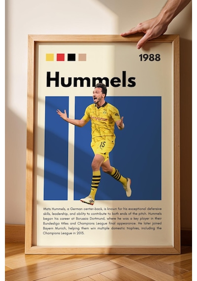 Mats Hummels Çerçeveli Tablo - Dekoratif Çerçeveli Futbolcu Poster Tablo