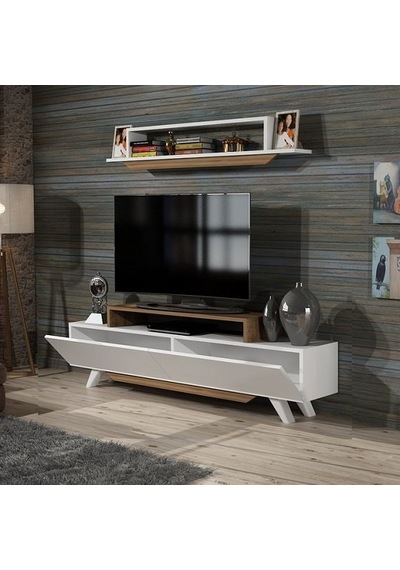 Tv Ünitesi Herry Beyaz Ceviz 150 Cm Beyaz - Ceviz Tv Ünitesi Herry Beyaz Ceviz 150 Cm Beyaz - Ceviz