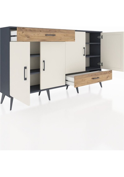 Arges Konsol 5 Raflı 2 Çekmeceli 4 Kapaklı 176x30x99 Antrasit-ayt Antrasit-aytaşı/çam Arges Konsol 5 Raflı 2 Çekmeceli 4 Kapaklı 176x30x99 Antrasit-ayt Antrasit-aytaşı/çam
