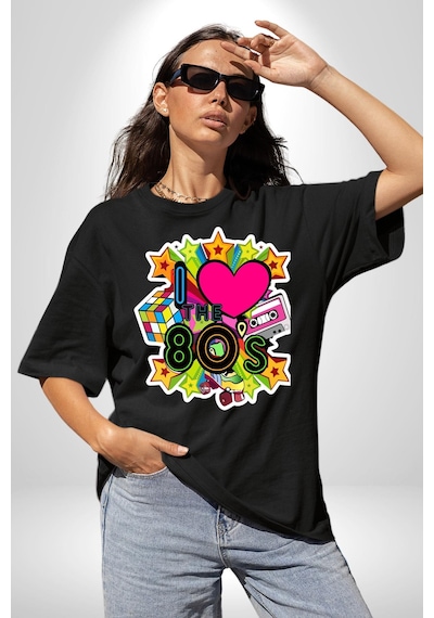 80leri Seviyorum Kaset Ve Özel Hediye Pamuklu Bisiklet Yaka Unisex Oversize Boyfriend Dijital Baskılı Siyah T-shirt Siyah 80leri Seviyorum Kaset Ve Özel Hediye Pamuklu Bisiklet Yaka Unisex Oversize Boyfriend Dijital Baskılı Siyah T-shirt Siyah