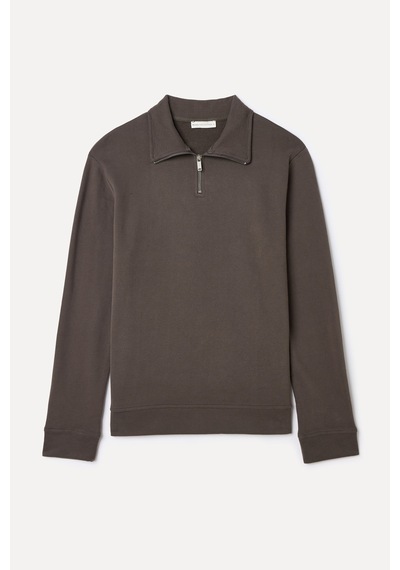 Mudo Erkek Erkek Kahverengi Fermuarlı Dik Yaka Sweatshirt 1263436