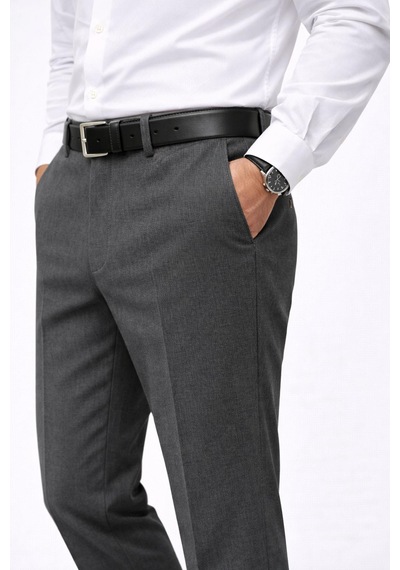 Classics Men Caserta Regular Fit Likralı Erkek Kumaş Pantolon - 7558 Füme