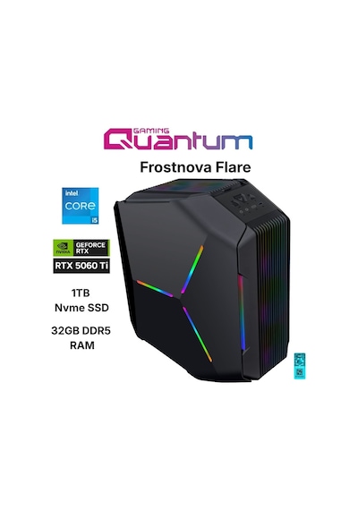 Quantum Gaming Frostnova Flare i5-14400F 32 GB 1 TB SSD 16 GB RTX5060Ti Free Dos Masaüstü Oyuncu Bilgisayarı