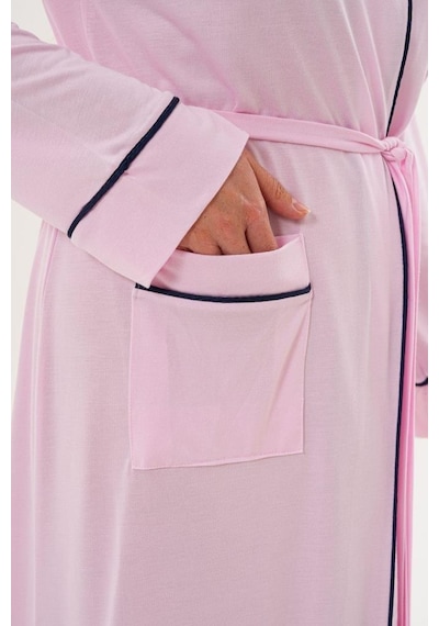 Mecit Pijama Mecit 6309 Pembe Kadın Uzun Sabahlık Pembe