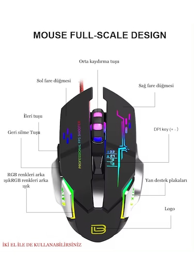 Bajeal M500 Kablosuz RGB Optik Mouse