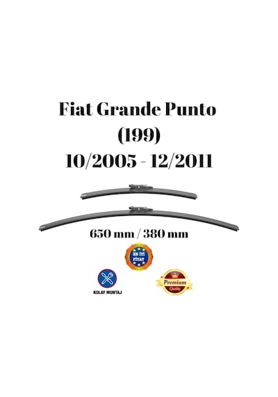 Fiat Linea 323 2007 2008 2009 2010 2011 2012 Uyumlu Ön Cam Muz Tipi Silecek Süpürgesi Seti 650/380mm Silbak