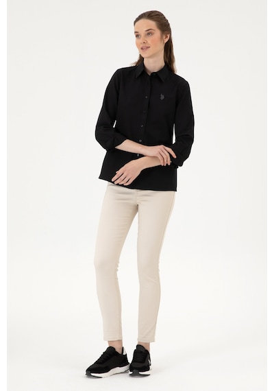 U.S. Polo Assn. Kadın Siyah Uzun Kollu Basic Gömlek 50316711-VR046