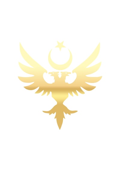 Çift Başlıklı Kartal Ve Ay Yıldız Sticker 17x17 Cm Gold