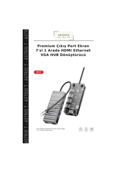Premium Çıkış Port Ekran 7'si 1 Arada Hdmı Ethernet Vga Hub Dönüştürücü
