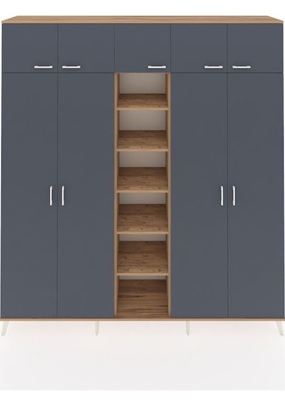 Hyperion Dolap 18 Raflı 9 Kapaklı 220x44x243 Çam-antrasit/çam Antrasıt/atlas Çam Hyperion Dolap 18 Raflı 9 Kapaklı 220x44x243 Çam-antrasit/çam Antrasıt/atlas Çam