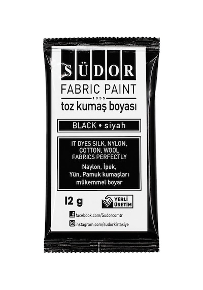 Kumaş Boyası Toz 12 Gr 1 Adet Südor Toz Kumaş Boyası Kot Pantalon Gömlek Tişört Tekstil Kumaş Boyası 1 Adet Siyah