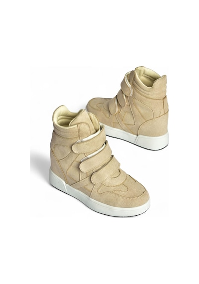 Fox Shoes V367856002 Bej Süet Gizli Topuklu Cırtlı Spor Bot Bej