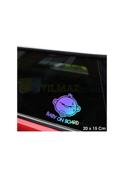 Baby On Board Arabada Bebek Var Hologram Oto Sticker Etiket