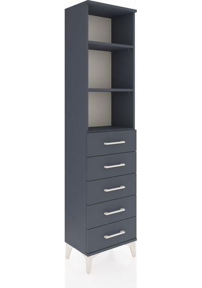 Arges Dolap 3 Raflı 5 Çekmeceli 44x30x182 Antrasit-antrasit Antrasit