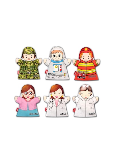 6 Parça Tox Meslekler El Kukla Set , Eğitici Oyuncak