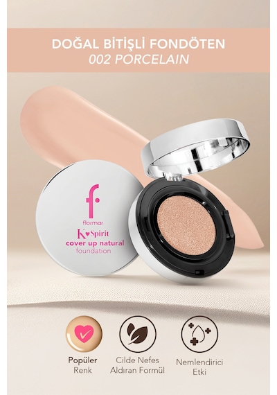 Flormar K-Spirit Cover Up Yüksek Kapatıcı & Uzun Süre Kalıcı Doğal Bitişli Fondöten 002 Porcelain