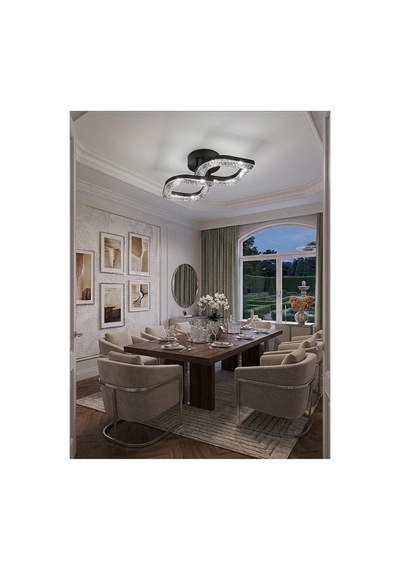 LumiaLighting Yonca Model 2"li Siyah 3 Renk Modu Ledli Modern Tavana Sıfır Salon Mutfak Çocuk Yatak Odası Led Avize