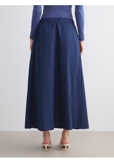 Lcwaıkıkı Classic Lacivert Beli Lastikli Poplin A Kesim Etek