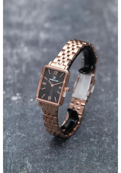 Daniel Klein Dke.1.10750-9 Dikdörtgen Kasa Romen Rakamlı Minimal Tasarım Kadın Kol Saati Rose Gold