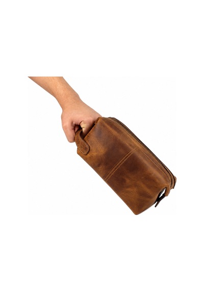 Alphaclub Bag Erkek Hakiki Deri Koyu Taba Fermuarlı El Ve Clutch Çanta