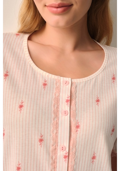 Suwen Maria Pamuklu Gömlek Yaka Pijama Takımı Sh26610660b334 Pembe