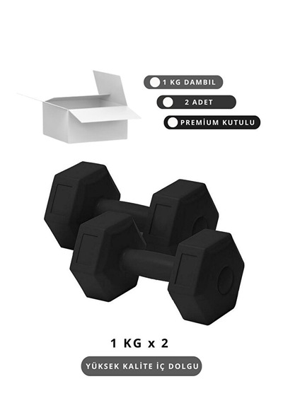 1 Kg X 2 Adet Siyah Dambıl Seti - Evde Egzersiz İçin İdeal