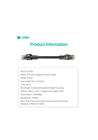 Cat6 Ethernet İnternet Kablosu 5 Metre - 1000mbps Gigabit Hız Yüksek Rj45
