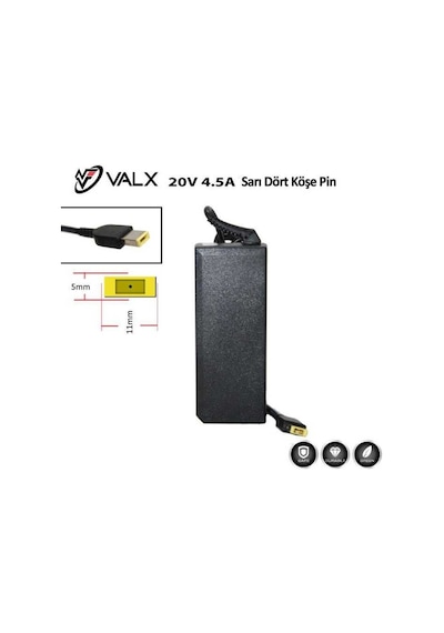 Valx La-20075  20V 4.5A 90W  Sarı Dörtköşe Pin  Adap.