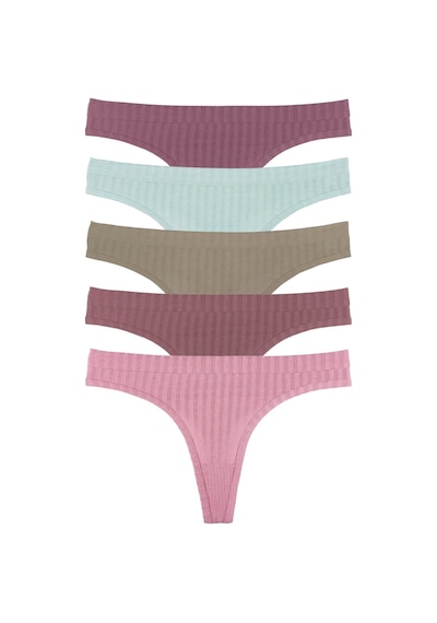 Sensu Kadın Fitilli Soft Renkler 5'li Tanga Külot Set - Kts3052 Karışık.